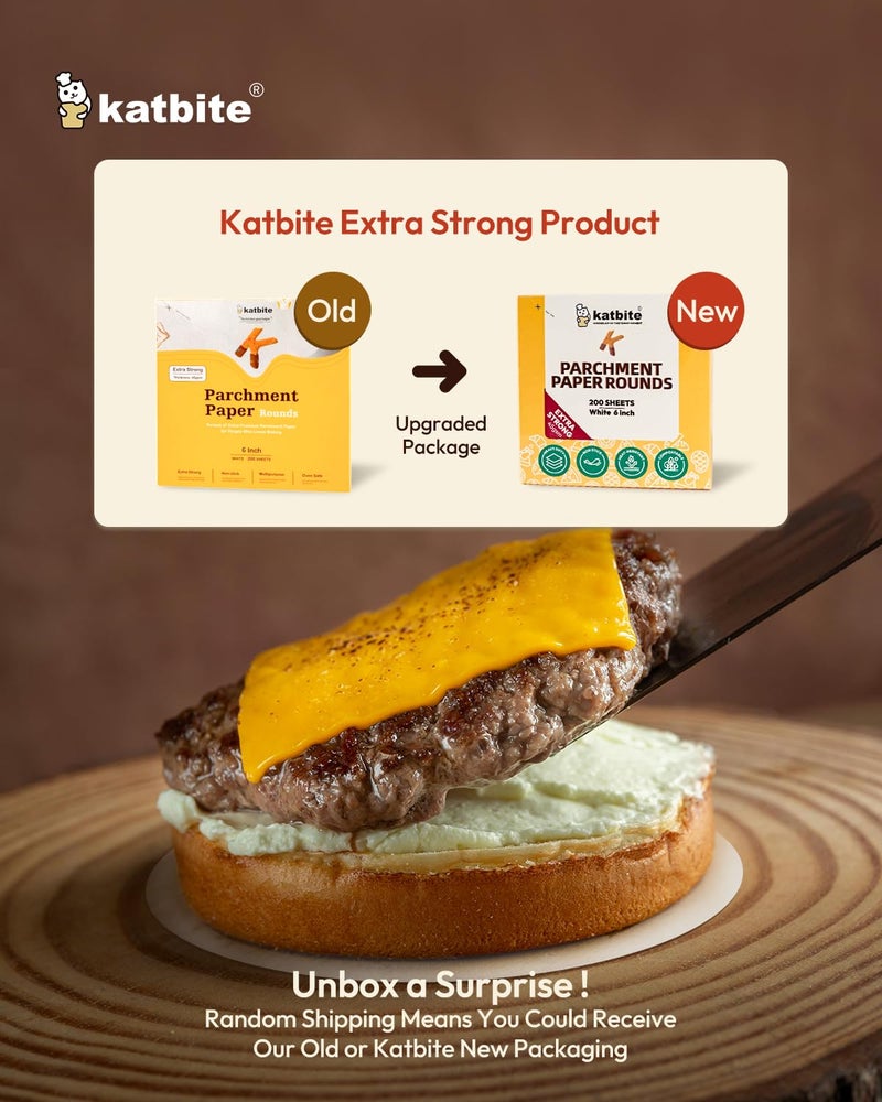 Katbite 400Pcs 6 Inch Parchment Paper Rounds, Round Parchment Paper for Cake Baking, Patty Separating, Tortilla Wrapping(2 Pack of 200Pcs) - Image 3